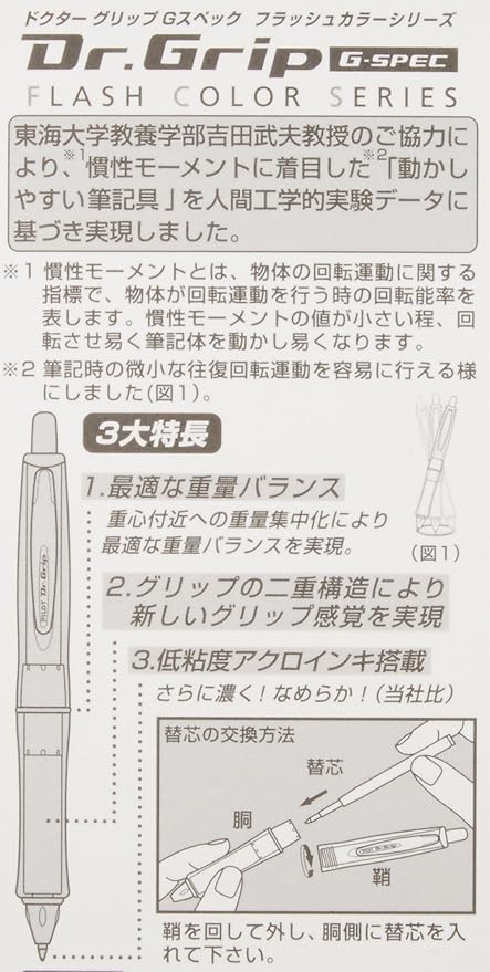 Pilot Ballpoint Pen Dr. Grip G-Spec Flash Color, Flash White, Black Ink (BDGS-60R-FW)