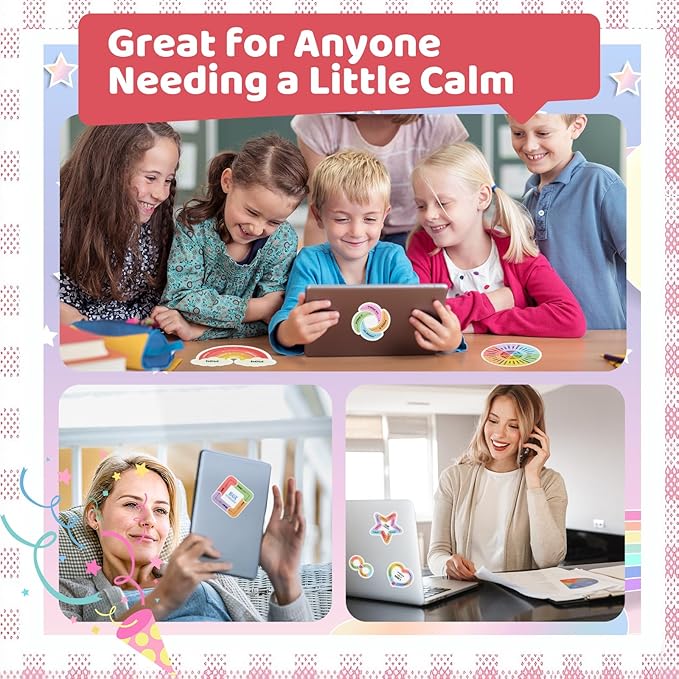 36 PCS Sensory Stickers Calm Strips, 2 Textures Anxiety Relief Items Mental Health Stickers Stress Relief Gifts Mindfulness Breathing Fidgets for Classroom Desk School Office Counselor