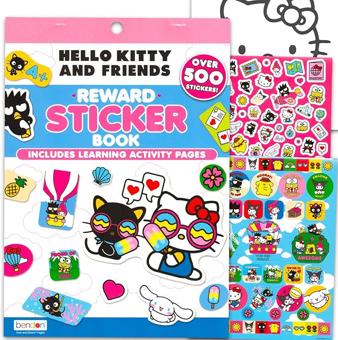 Hello Kitty Reward Sticker Pad | Cartoon Activity Book | Learning & Craft Activity Books | Paw Patrol Reward Certificate Stickers | Over 450 Stickers