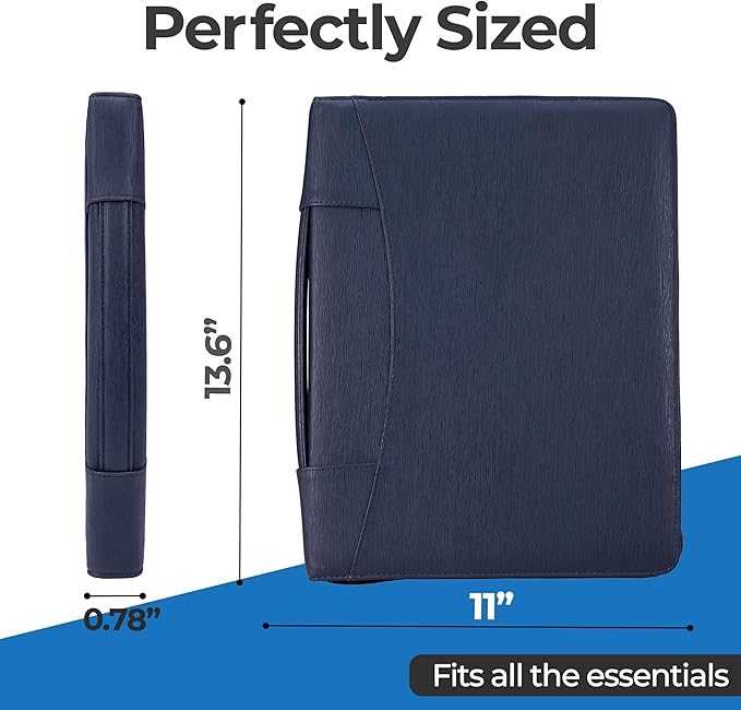 Case it The Supreme PADFOLIO Case-it Zippered Business Meeting Padfolio Tablet Case| Professional Portfolio with Letter Size Writing Pad - PAD -62-NVY