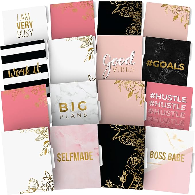 Decorative File Folders Letter Size - Pack of 16 Gold Chic Colored Manilla Folders with Pockets for Hanging Filing Folders - File Organizer Folder Set fits Letter Hanging Files