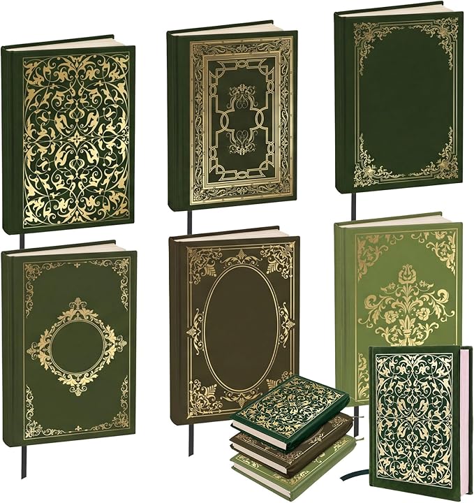 Gilprop 6 Pack Vintage Book Cover 9 x 11 in Jumbo Stretchable Book Cover for Most Hardcover Fabric Reusable Washable Protective Covers for Textbooks(Green)