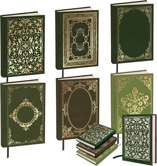 Gilprop 6 Pack Vintage Book Cover 9 x 11 in Jumbo Stretchable Book Cover for Most Hardcover Fabric Reusable Washable Protective Covers for Textbooks(Green)