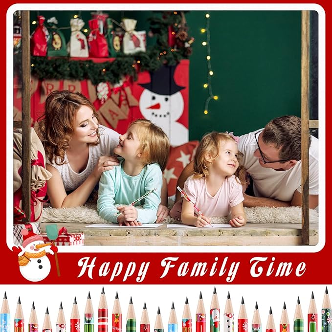 Yexiya 96 Pcs Christmas Pencils for Kids Bulk Colorful Holiday Wood Pencils with Erasers Xmas Snowman Santa Elk Christmas Classroom Gifts for Goodie Bags Office School, 12 Styles