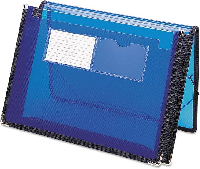 Smead Poly File Wallet with Closure, 2-1/4" Expansion, Flap and Cord Closure, Translucent, Letter Size, Blue (71953) (Pack of 12)