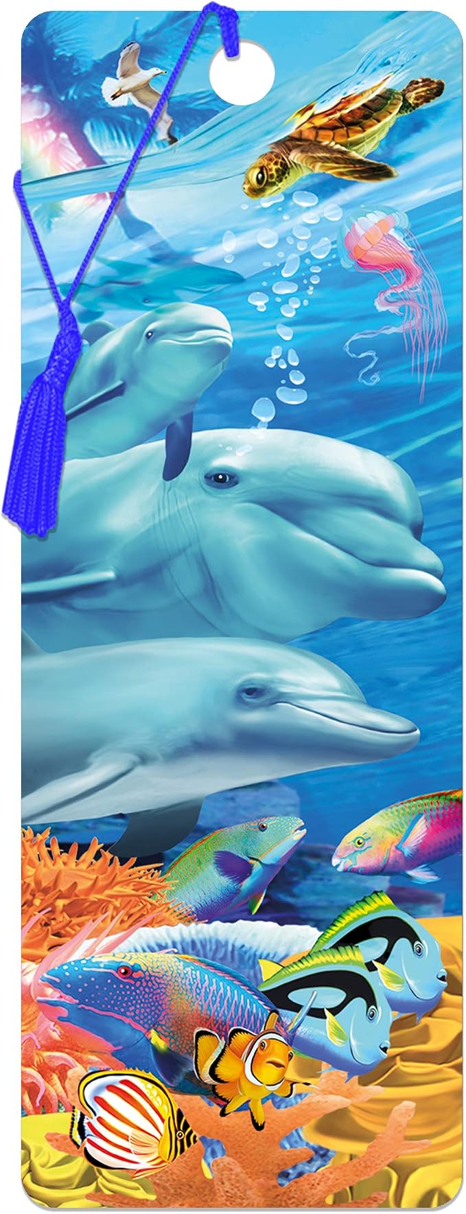 3D LiveLife Bookmark - Dolphin Family from Deluxebase. Cute Lenticular Dolphin Page Marker. Animal Themed Accessories for Book Lovers. Small Gifts for Men, Women, Writers and Teachers.