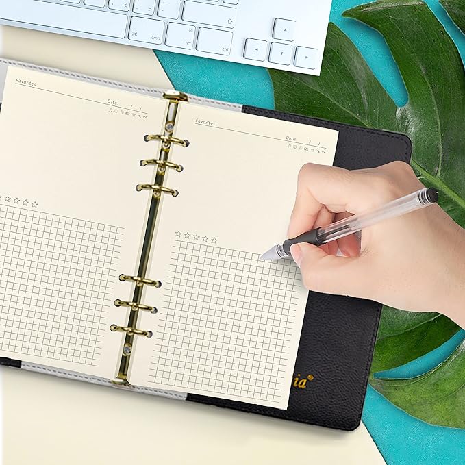 A6 Binder Refill,6 Ring Binder Inserts,for Filofax/Personal Journal, Blank and Grid, 45 sheets/90pages, 100Gsm Quality, Harphia (A6 3.74 x 6.77'',Noterecord)
