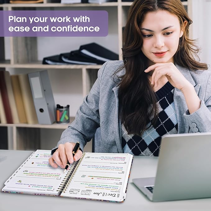 2026 Planner, Weekly and Monthly Calendar Planner Book, January 2026 - December 2026, Hardcover Spiral Planner with Monthly Tabs, Notes Pages, Perfect for Women & Men, A5 (6.4" x 8.5") - Violet