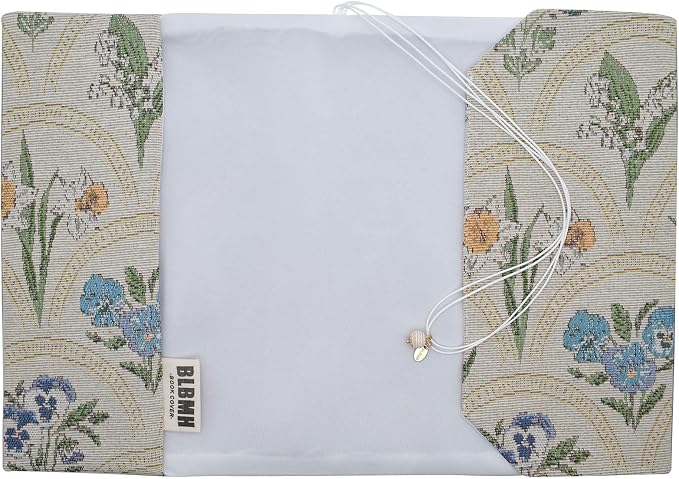 BLBMH 10x7 Book Cover | Handmade Non-Stretch Fabric Bible Cover with Bookmark | Washable Large Hardcover Paperback Protector | Reading Gift for Women - WD Flower White