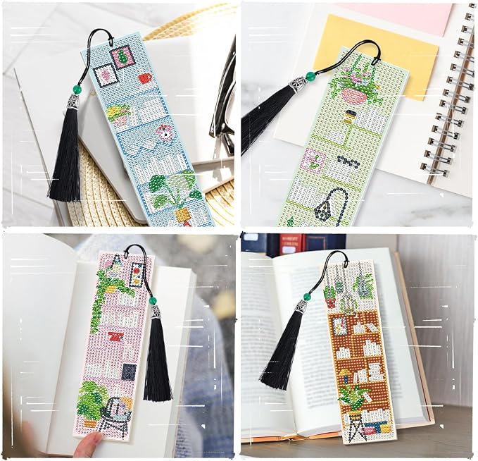 Diamond Art Painting Bookmarks - 6 PCS DIY Book Lover Diamond Painting Kits for Adults Art Craft Supplies Birthday Mothers Day Graduation Gift for Student Mom Beginners Teacher