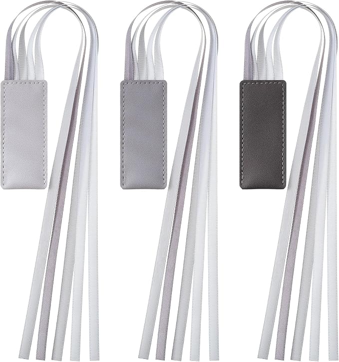 Outus 3 Pieces Bible Ribbon Bookmark Markers Artificial Leather Bookmark with Ribbons for Books Office(Stylish,Grey)