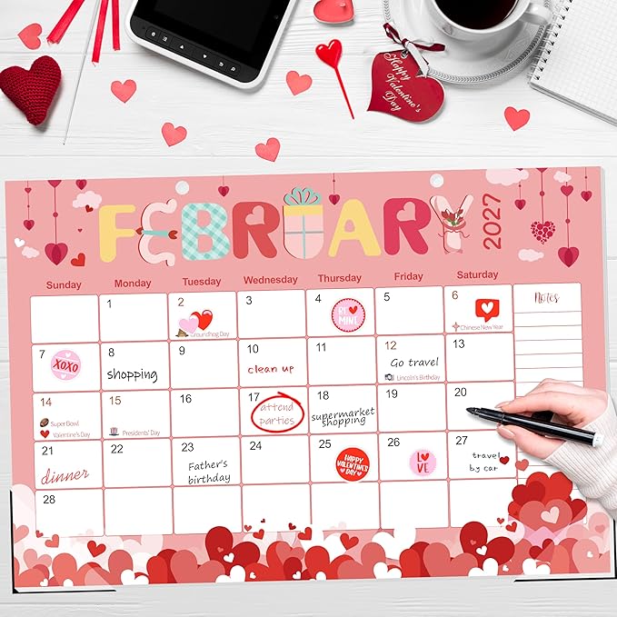 Guasslee Desk Calendar 2026-2027, 19-Month School Year Calendar, 2026 Jun. - 2027 Dec, 17"x11.5" Large Monthly Desk Planner with Corner Protectors, Ample Blocks ＆ Notes for Home Office