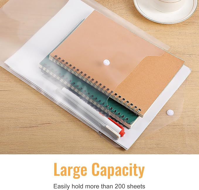 50 Pcs 9"x12" Clear Plastic Envelopes with Snap Closure, Heavy-Duty Plastic Document Envelope & File Folder for Organizing Papers (9.25"x12.8")