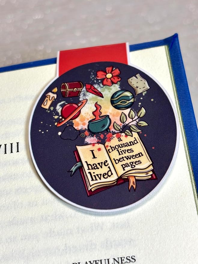 creates Magnetic Bookmark For Reading Journals Planners Scrapbooking Office Supplies Cute And Funny Bookmark For Bookworms Matte Laminate Double Sided Handmade (Thousand Lives)