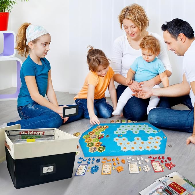 Board Game Storage, Board Game Organizer with 12pcs Zipper Bags and Writable Stickers, Board Organizers Storage with Lid for Office Supplies, Puzzles, Video Game, Craft Product