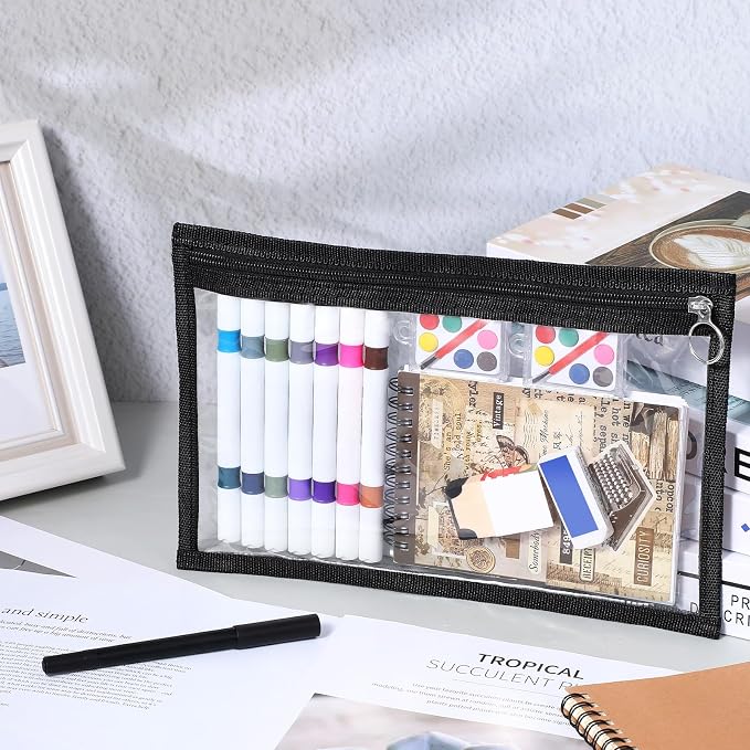 18 Pcs Clear Zipper Pouches Pencil Pouches PVC Makeup Pouch Envelopes Folder Storage Multi Purpose Pouch Document File Organization Bags, Office Supplies (11.5 x 7 Inches) ﻿