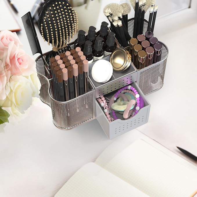 Deco Brothers Desk Organizers Pen Holder Office Caddy Storage, Silver