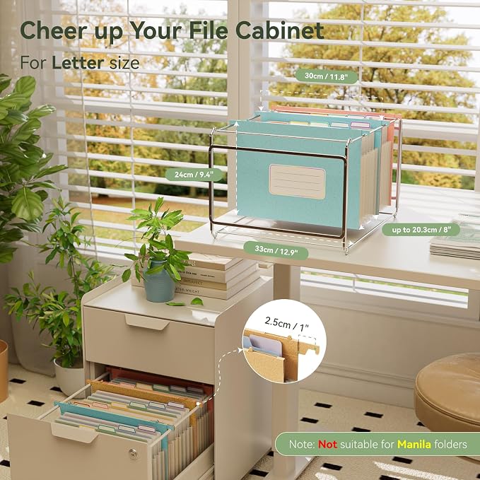 EcoStash Wheat Straw Expanding Hanging File Folders, 3 Color File Organizer, 1.2" Accordion Pockets, Large Capacity, Letter Size for Filing Cabinet, 100% BPA Free, Return to Nature, Healthy Living