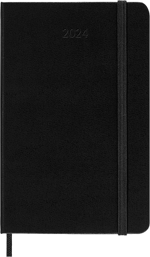 Moleskine Classic 12 Month 2024 Weekly Horizontal Planner, Hard Cover, Pocket (3.5" x 5.5"), Black