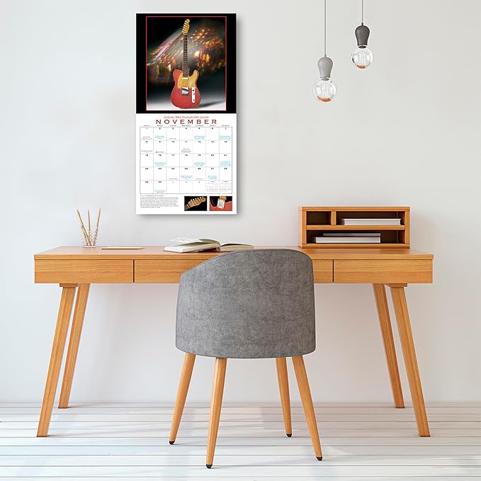 Fender Custom Shop Guitars 2026 Wall Calendar, 12-Month Guitar & Music Photography Calendar, 12" x 12", 2026 Monthly Calendar Planner with Large Grids
