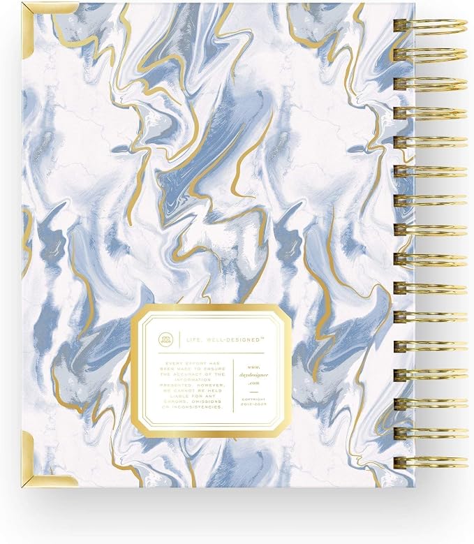 Day Designer 2026-2027 Mini Daily Academic Year Planner Calendar, July 2026 - June 2027, 6" x 8.125", Glossy Laminated Cover, Wirebound, Laminated Tabs, Storage Pocket, Includes Stickers & Snap-In Ruler, Azure
