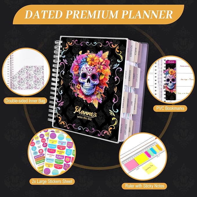 Planner 2026-2027, 18 Months Large Academic Daily Weekly Monthly Organizer | July 2026 - Dec 2027, 8.5x9.8" Size, Page Tabs & Separator Page, Pocket Folder, Bookmark Included, Stickers & Sticky Note Set
