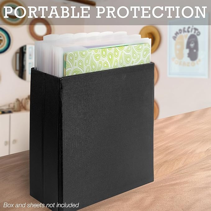 Samsill Scrapbook Paper Storage Organizer, 6 Count of Individual Top Loading Files with Customizable Tabs, Holds 12 x 12 Inch Scrapbook, Vinyl, Photos, Clear, PVC and Acid Free, 6 Pack