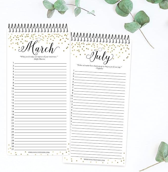 Hadley Designs Gold Dots Perpetual Calendar for Birthdays and Anniversaries - Perpetual Birthday Calendar Wall Hanging, Birthday Calendars Book, Special Occasion Calendars, Celebration Tracker