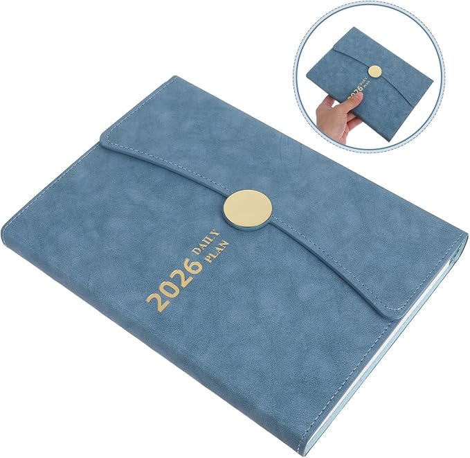 OSALADI 2026 Daily Organizer Notebook Year Planner Calendar Notebook Minimalist Light Blue for Professionals Students Office Use