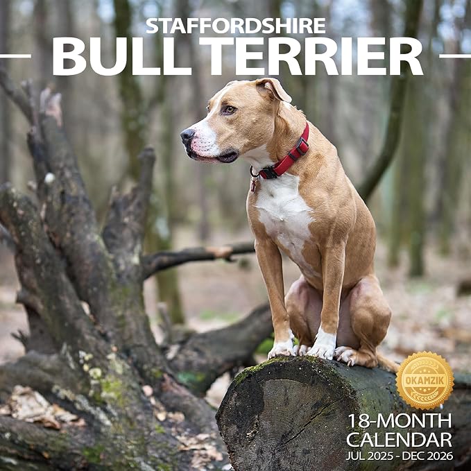 2025-2026 Wall Calendar American Staffordshire Terrier Planner Calendar, Hangable Monthly Wall Calendar with Large Blocks for Organizing & Planning, Academic Schedule, Home, Office & family, Thick & Sturdy Paper (12"x24" Open)