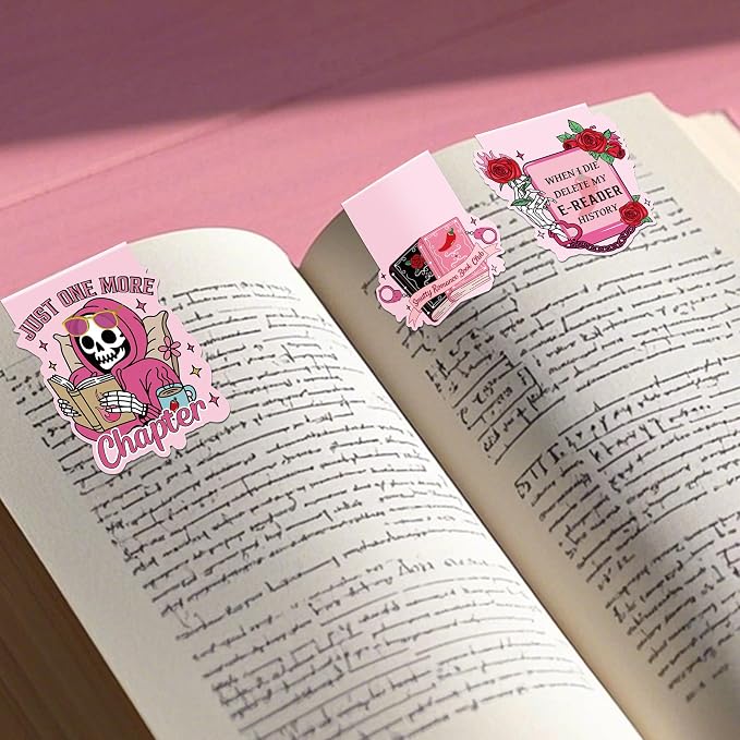 Funny Spicy Magnetic Bookmarks: 8 Pcs Smutty Romance Book Mark for Reading Women, Pink Unique Magnet Page Markers Clips, Bookish Gifts for Women Adults Book Lovers