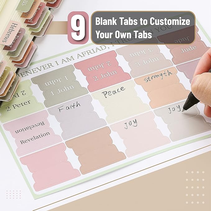Mr. Pen- Bible Tabs, 75 Boho Theme Laminated Tabs for Women and Men, Tabs for Study Bible, Large Print Bible Index Tabs, Book Labels, Mr. Pen Bible Tabs