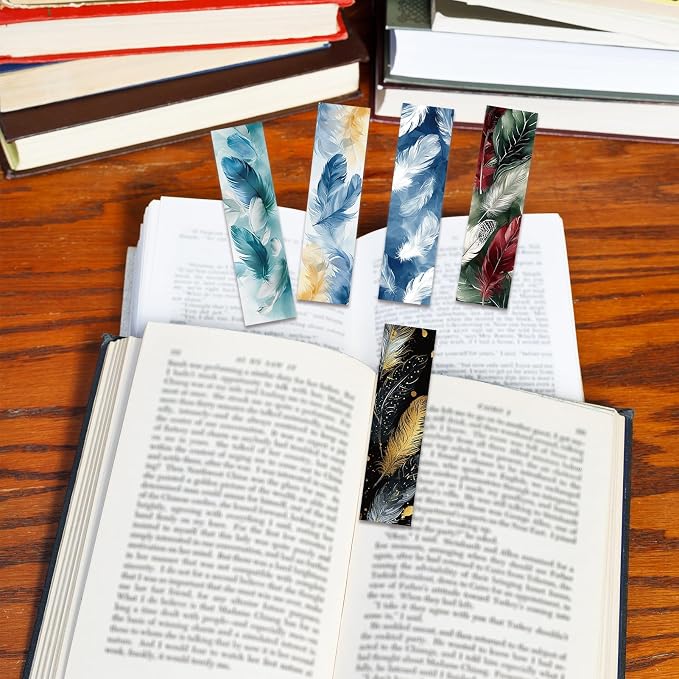 30 Pcs Feather Bookmarks for Kids Aesthetic Bookmark Colorful Feather Bookmark for School Office Students Teens Book Reading Lovers Classroom Favors