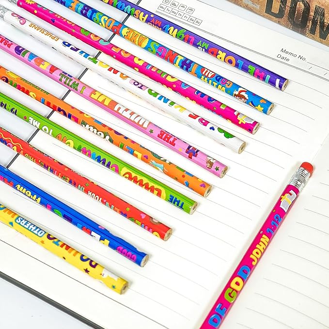 Cinrobiye 100 PCS Bible Pencils Bulk,Christian Gifts for Children Wood Pencils with Erasers Inspirational Religious Supplies for School Prizes Classroom Exchange Gift Party Favors,Stationary Gifts