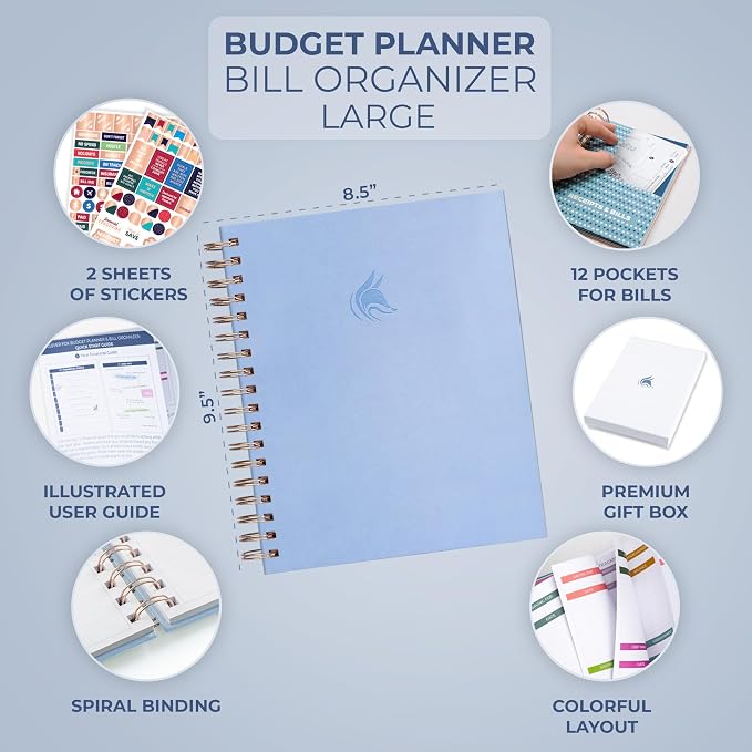 Clever Fox Budget Planner & Monthly Bill Organizer With Pockets. Expense Tracker, Budgeting Journal & Financial Book. Large, 8x9.5" (Lavender)