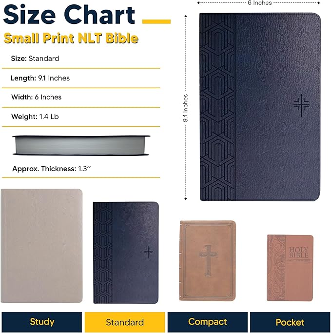Personalized NLT Bible Faux Leather New Living Translation Bible Small Print Size with Geometric Design | Custom with Name | Gift for Religious Celebrations | Blue