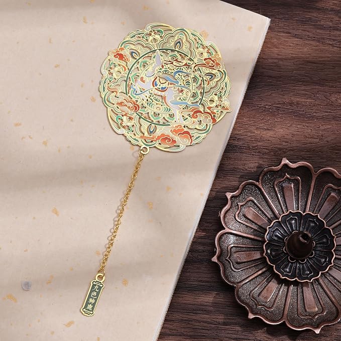 Premium Dunhuang Metal Bookmark Gift Set, Delicate Bookmark with Pendant, Sophisticated Nine-Colored Deer Gift Box for Book Lovers, Female Readers and Writers