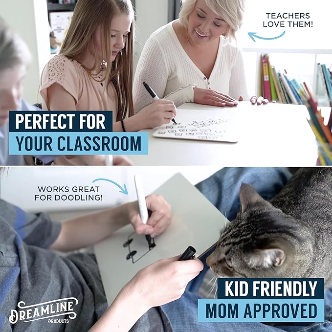Dry Erase Boards [30pc Double Sided] Lapboards with ClearWipe Coating! Small White Boards - 9" x 12" Mini White Boards for Students, Classroom Teacher Supplies