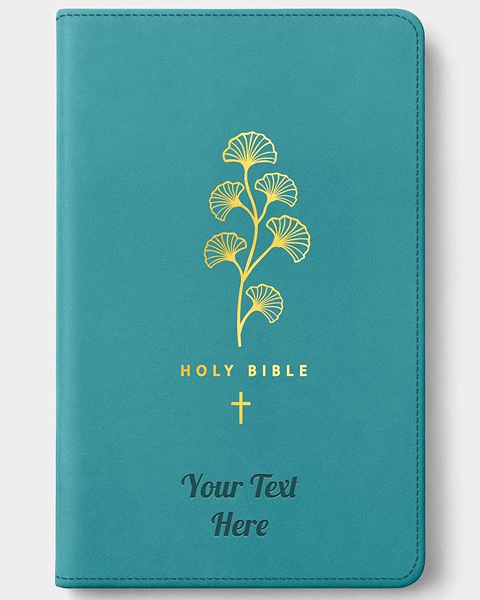 Personalized NLT Bible with Engraved Name, Teal Cross, Faux Leather, New Living Translation Gift Edition