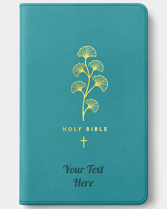 Personalized NLT Bible with Engraved Name, Teal Cross, Faux Leather, New Living Translation Gift Edition