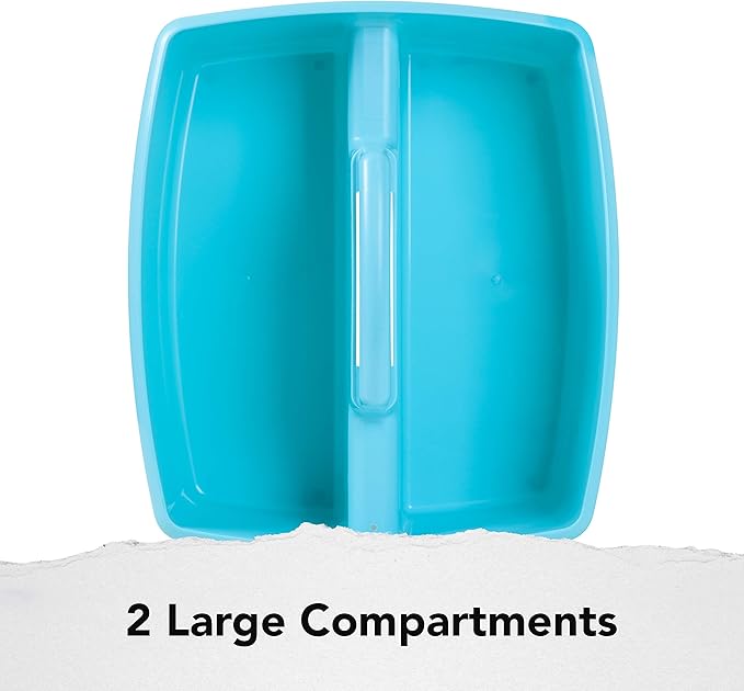 Storex 2-Compartment Large Caddy – Multipurpose Classroom Organizer with Handle, Teal, 6-Pack (00959F06C)