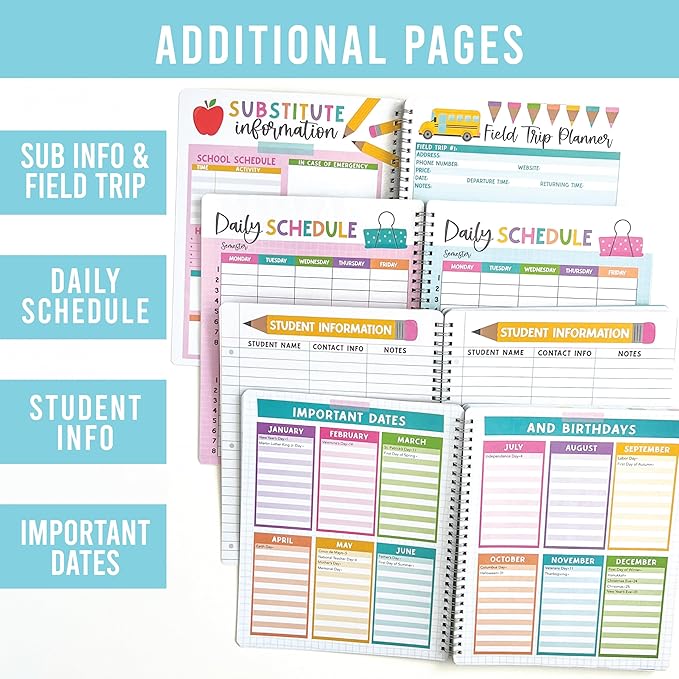 Hadley Designs Teacher Planner 2025-2026 – Lesson Planner Book for Teachers Must Haves, Undated Teacher Planners, Lesson Plan Notebook, Homeschooling Planners, Teachers Appreciation Gifts