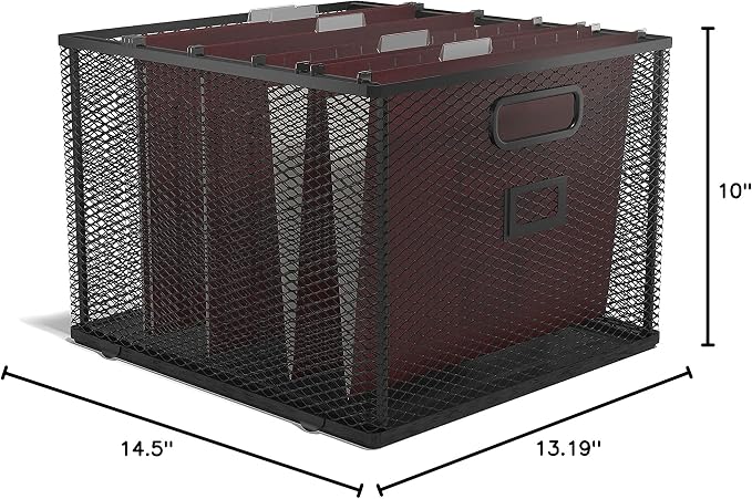 TRU RED Wire Mesh File Organizer, Matte Black – Vertical Desktop Sorter for Files, Folders & Mail