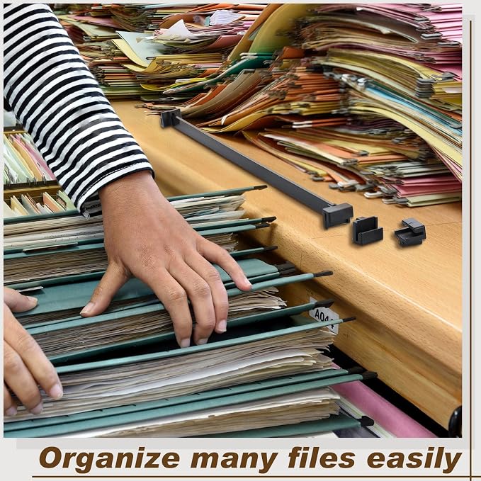 Epakh 12 Pcs PVC Adjustable File Cabinet Rails Set Include 8 Hanging File Rail Clip Divider Rail Clips 4 Cabinet Rails for Hanging Folder Frame