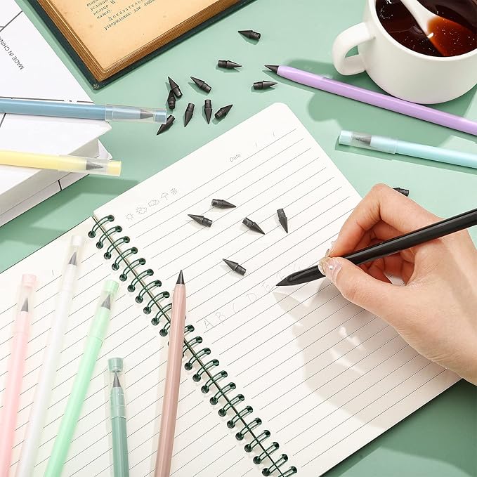 Fuutreo 30 Sets Back to School Inkless Pencil with Eraser Infinite Everlasting Pencil with 30 Replaceable Nibs for Teacher Sketch Drawing Writing Forever Eternal Reusable No Need Sharpened 10 Colors