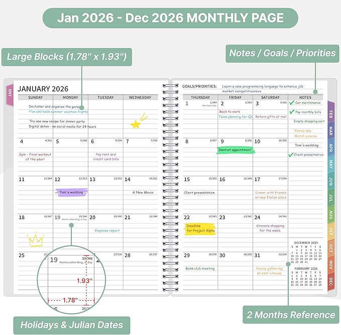 2026 Appointment Book, 30 Minutes-Hourly, Weekly ＆ Monthly Calendar Planner 2026, Jan 2026 - Dec 2026, 8.5'' x 11'', 2026 Daily Planner with Tabs ＆Pocket, Flexible Cover, Great for Office, Home, School