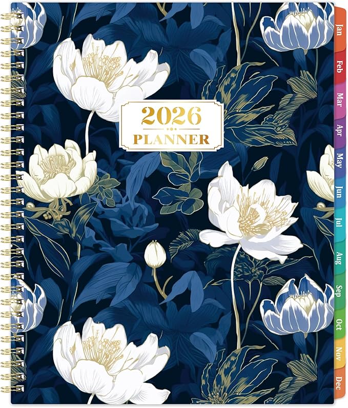 2026 Planner - Jan. 2026 - Dec. 2026, 8.5" x 11", Planner 2026 Weekly & Monthly, 2026 Calendar with 12 Monthly Tabs, Back Pocket