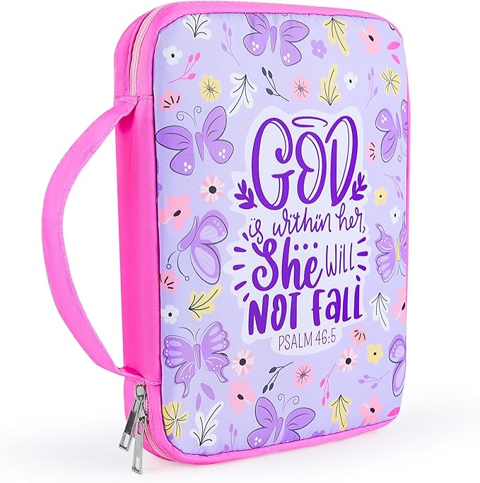 ICOSY Bible Cover Case for Women Girls Kids Bible Bag Case with Handle Kids Girls Bible Study Accessories Supplies