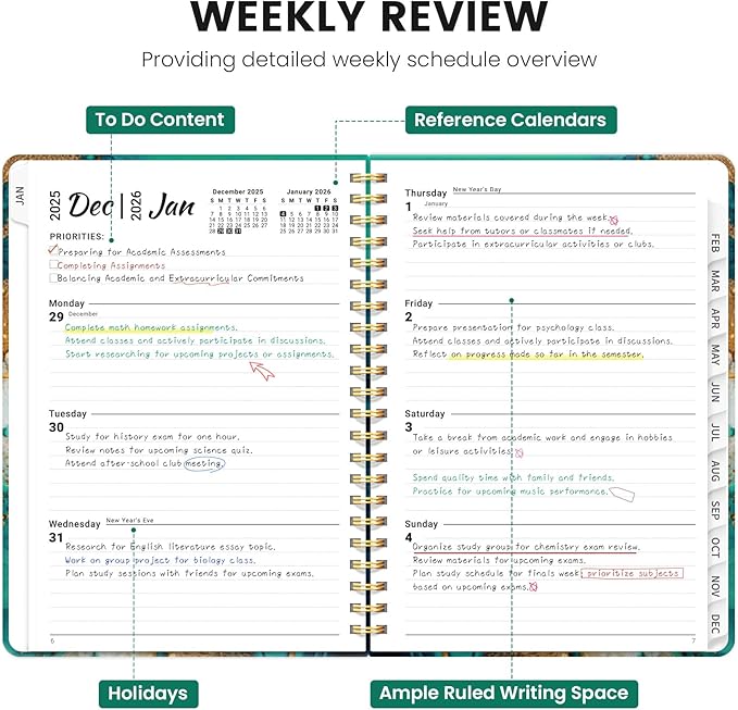 2026 Planner, Weekly and Monthly Planner for Women, January 2026 - December 2026, Hardcover 2026 Calendar Planner Book with Tabs, Inner Pocket, Spiral Bound, Perfect for Office Home School Supplies - A4 (8.5" x 11"), Coastline
