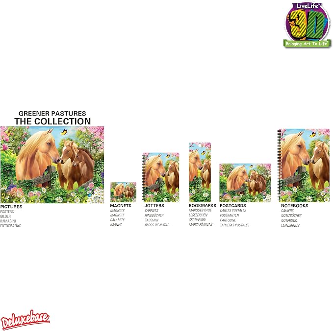 3D LiveLife Bookmark - Greener Pastures from Deluxebase. Cute Lenticular Horse Page Marker. Animal Themed Accessories for Book Lovers. Small Gifts for Men, Women, Writers and Teachers.